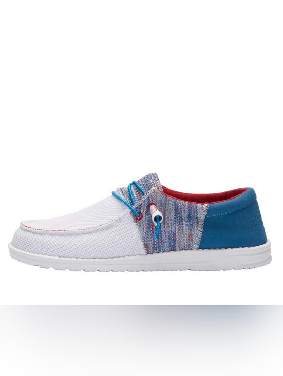 Hey Dude Other - Hey Dude Men's Wally Linen Loafers- White/Blue/Red